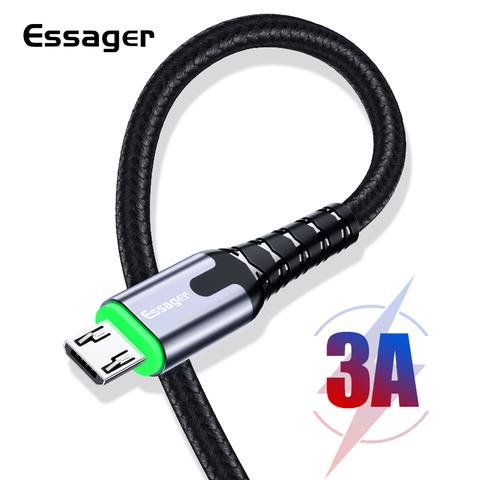 Essager LED Micro USB Cable For Xiaomi Samsung Android 3A Fast Charging Data Wire Cord Microusb Charger Mobile Phone Cable 2M 3M ► Photo 1/6
