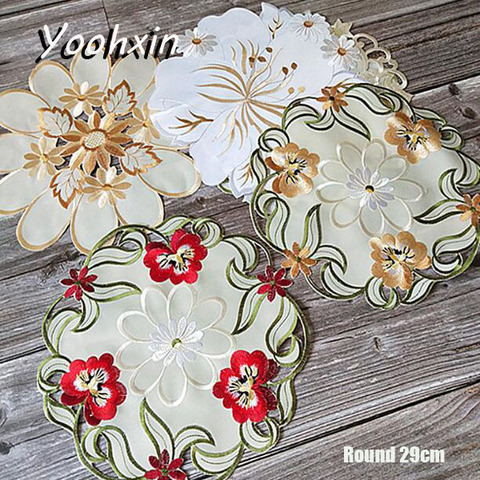 NEW white Round Lace Embroidery table place mat Christmas pad Cloth dish dining tea placemat cup mug coaster drink doily kitchen ► Photo 1/5