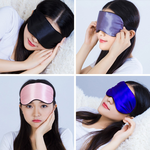 1pcs Eye Cover Silk Sleep Eye Mask Sleeping Padded Shade Patch Eyemask Blindfolds Women Men Travel Relax Rest ► Photo 1/6