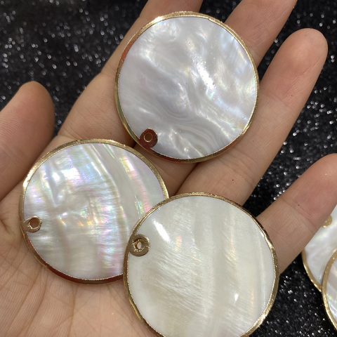 Natural white shell pendants round size mother of pearl loose beads diy shell loose as necklace pendant ► Photo 1/5