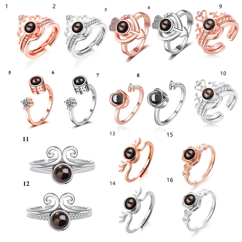 100 languages I love you Projection Ring Romantic Love Memory Wedding Heart Ring Jewelry ► Photo 1/6