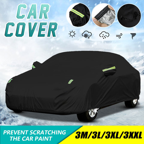 Universal Full Car Cover Black Outdoor Waterproof Snow Protect 190T Cover Anti UV Sun Shade Dustproof Auto Accessories ► Photo 1/6