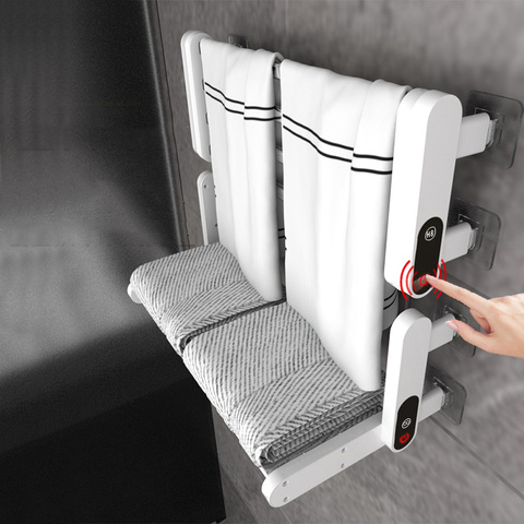 Upgrade 110V 220V Foldable Intelligent Bathroom Electric Timing Towel Dryer Warmer Wall Mounted Carbon Fiber Heating For Kitchen ► Photo 1/6