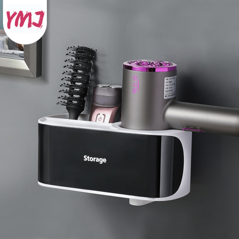 Hot Magic Wall-Mounted Storage Racks No Trace Stickers Creative Suction Cup Hair Dryer Holder Comb Rack Stand Bathroom Supplies ► Photo 1/6