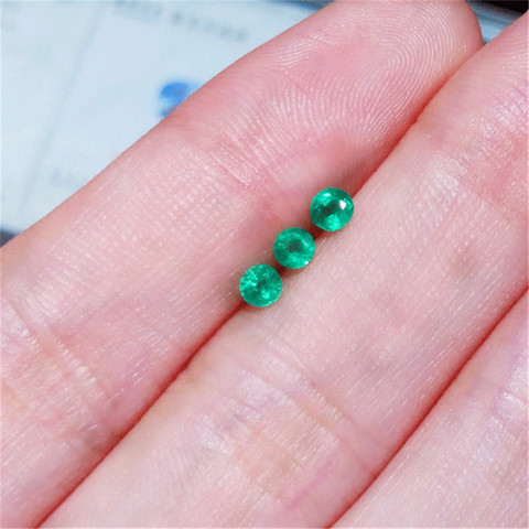 VANTJ Natural Emerald Loose Gemstone 1PCS Small Round Cut Customizable Diy for Silver Gold Women Jewelry Random Delivery ► Photo 1/6