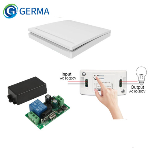 GERMA 433 MHz AC 85V 110V 220V 1 CH Wireless Remote Control Receiver Relay Switch Module LED Light Lamp Controller 433.92 MHz ► Photo 1/6