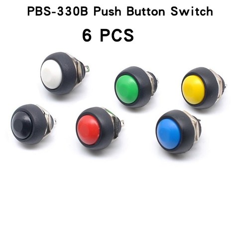 6Pcs PBS-33b 2Pin Mini Switch 12mm 12V 1A Waterproof momentary Push button Switch since the reset Non-locking ► Photo 1/6