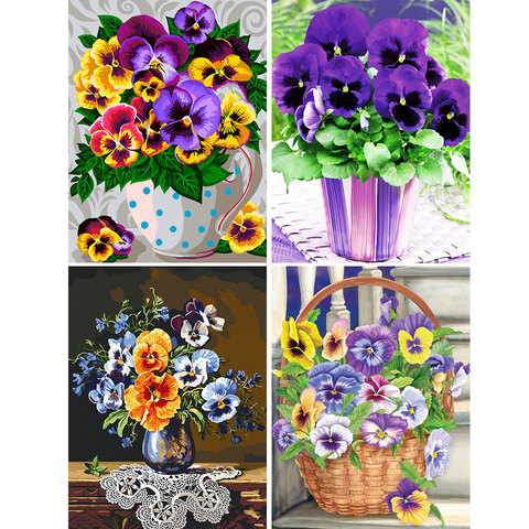 5D Diamond Painting Flowers Full square Cross stitch Diamond Embroidery Corner pansy Mosaic Picture of Rhinestones Decor Gift ► Photo 1/6