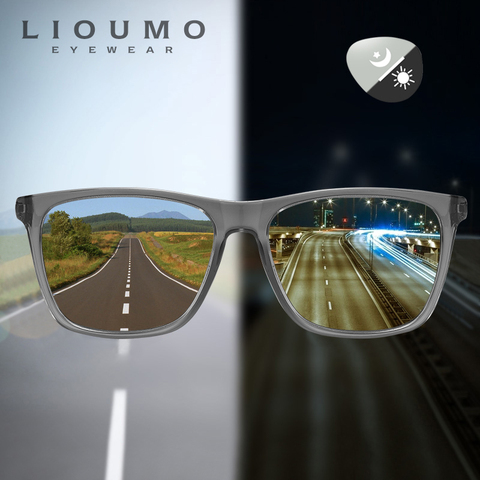 LIOUMO Square Design Chameleon Polarized Sunglasses Men Women Photochromic Driving Goggles Retro Anti-Glare gafas de sol hombre ► Photo 1/6