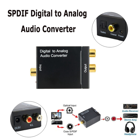 SPDIF Digital to Analog Audio Converter DAC Amplifier Decoder Fiber Coaxial Coax Audio RCA Signal to Analog L/R Audio Adapter ► Photo 1/6