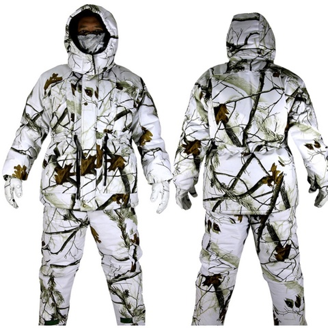 Winter Outdoor Bionic Camouflage Clothes Hunting Clothing Winter Fleece Fishing Hunting Suits Ghillie Suit Snow Camouflage Coat ► Photo 1/1