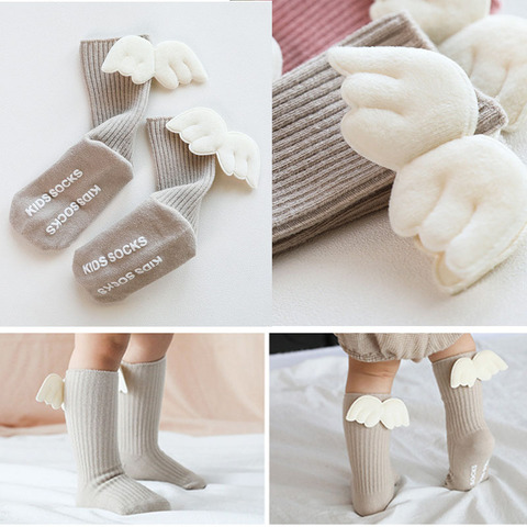 New Baby Girls Knee High Socks Angelwing Summer Autumn Cotton Socks Solid Candy Color Kids Toddler Short Socks for Children ► Photo 1/6