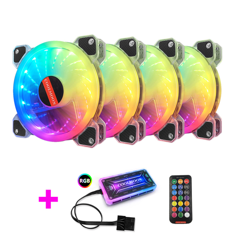 Coolmoon 120mm PC Computer Case Fan Cooling Cooler 6 PIN Adjustable RGB Led 12V Mute RGB Case Fans Adjust Speed ► Photo 1/6