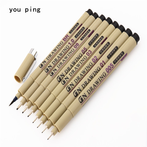 8 Models  Waterproof Micron Needle Nib Fine Lines Black Sketch Marker Pen Calligraphy Brush Drawing Manga Art Supplies ► Photo 1/6