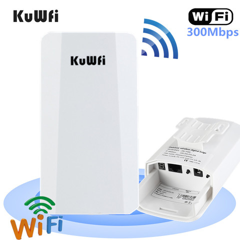 KuWFi Outdoor Router Outdoor P2P 1KM Wireless WIFI Bridge 300Mbps Wireless CPE With 24V POE Adapter for IP Camera ► Photo 1/6