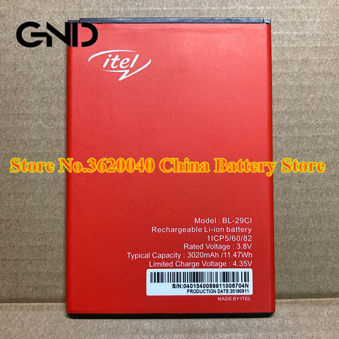 GND 3.8V 3020mAh 11.47Wh BL-29CI Replacement Battery For itel BL-29CI mobile phone external Li-ion bateria Li-Polymer Batteries ► Photo 1/5