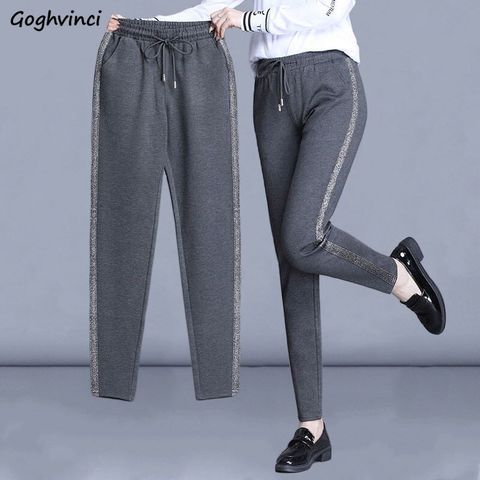 Casual Pants Women Side-stripe Lace-up Harem Large Size M-4XL Slim All-match Womens Soft Leisure Spring Trendy Ulzzang Simple ► Photo 1/6