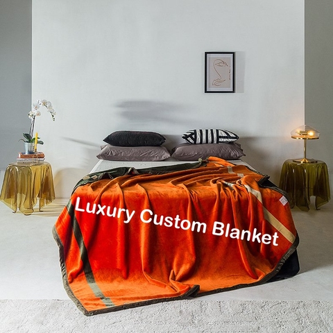 Custom Luxury Flannel Printed Blanket Double-sided Thick Warm And Soft Multifunctional Blanket Decorative Throw Blanket ► Photo 1/6
