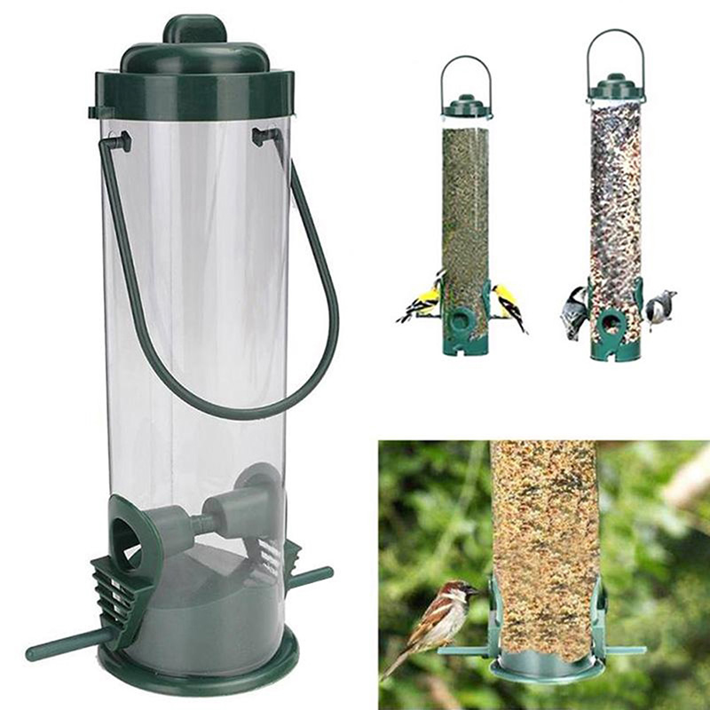 Bird Feeder Acrylic Hanging Food Box Anti Scatter Stand Birds Feeding Supplies 