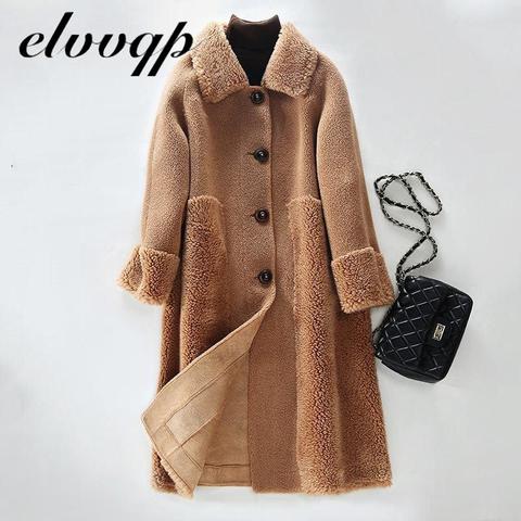 High Quality 2022 New Women Winter Fur Coat Soft Sheep Shearing Wool Jacket Female Plush Lamb Fur Lined Overcoat Trench Coat ► Photo 1/6