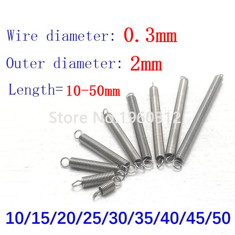 10Pcs 304 Stainless Steel Dual Hook Small Tension Spring Hardware Accessories Wire Dia 0.3mm Outer Dia 2mm Length 10-50mm ► Photo 1/3