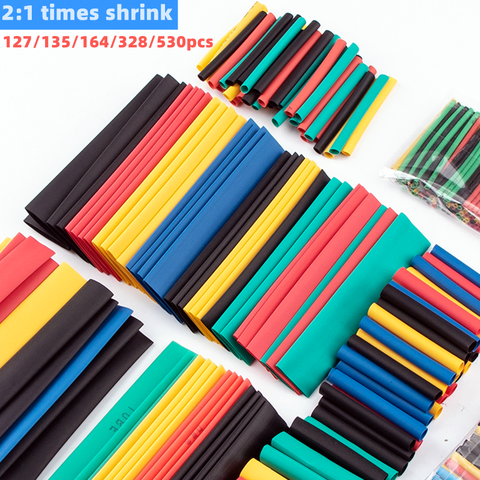 127/135/164/328/530pcs 2:1 shrinkable insulation heat shrinkable tube wire and cable data cable protective cover electronic DIY ► Photo 1/6