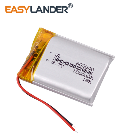 1000mah 3.7v 803040 lithium li polymer rechargeable battery small Bluetooth speaker column DVR-mirror car DVR navigator ► Photo 1/6