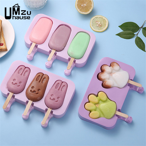 Ice Cream Mold Cute Bear Paw Snow Rabbit Kawaii Summer DIY Maker Model Boxes home lattice Home Kitchen Dining Bar Silicone Tools ► Photo 1/6