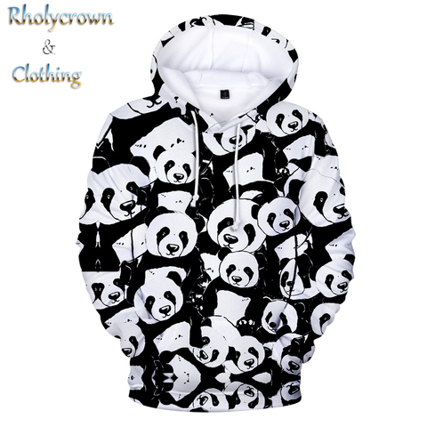 White Hoodie 3d Animal Panda Hoodies Men Women Sweatshirts Hooded Kids Panda Pullovers Boys Girls Tops Hip Hop 3D Print Autumn ► Photo 1/6