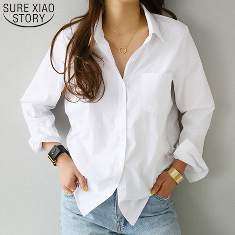 women shirts and blouses 2022 Feminine Blouse Top Long Sleeve Casual White Turn-down Collar OL Style Women Loose Blouses 3496 50 ► Photo 1/6