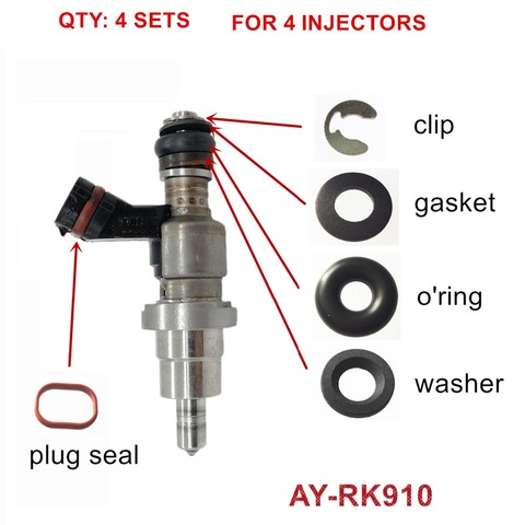 4sets For Toyota Avensis RAV4 OPA 1AZFSE 2325028030 2320928030 23250 28070 23250-28090 Fuel Injector Repair Kit (AY-RK910) ► Photo 1/1