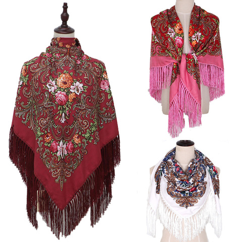 Russian Style Printed Tourism National Wind Tassel Women Scarf Autumn and Winter Warm Shawl Travel Female Scarf Muslim Woman ► Photo 1/6