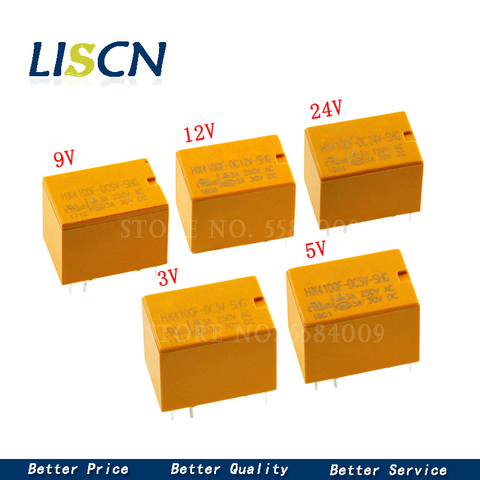 10pcs/lot Relay HK4100F-DC24V-SHG HK4100F-DC12V-SHG HK4100F-DC5V-SHG HK4100F-DC03V-SHG 3V 5V 12V 24V 3A 6pins Mini Power Relays ► Photo 1/3