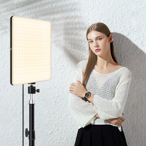 Dimmable LED Video Light Panel EU Plug 3200k-6000k Photography Lighting For Live Stream Photo Studio Fill Lamp Three Color ► Photo 1/6