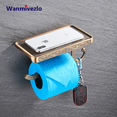 Zinc Alloy Bathroom Toilet Paper Holder Mobile Phone Holder With Shelf Bathroom Towel Rack Toilet Paper Rack Tissue Box XCZJ ► Photo 1/6