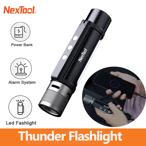 NexTool Thunder Flashlight Outdoor 6 in 1 Flashlight IPX4 Waterproof Audible Alarm Emergency PowerBank Portable LED Light ► Photo 1/6