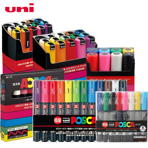 UNI POSCA Marker Pen Set POP Poster Advertising Graffiti Pen PC-1M PC-3M PC-5M PC-8K PC-17K Round Head Oily Paint Pen ► Photo 1/6