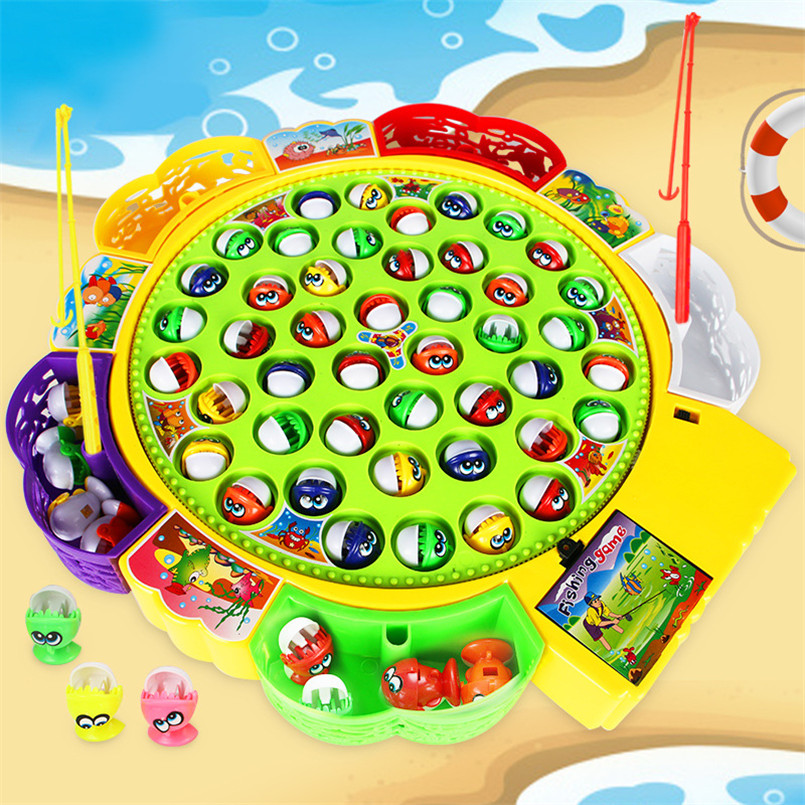 Kids Fishing Toys Electronic Rotating Magnet Fish Play Board Game
