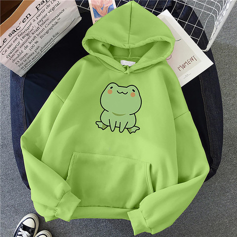 Hoodie Frog Print Vintage Harajuku Women's Winter Hoodie Kawaii Cute Casual Streetwear Oversize Top Cool Women Loose Sweatshirts ► Photo 1/6