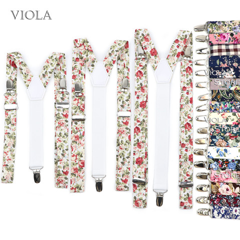 No.21-31 Printed 3 Sizes Floral Cotton Suspenders Men Women Child Braces Adjustable Straps Boy Pants Girl Skirt Accessory Gift ► Photo 1/2