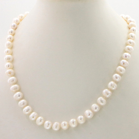 Natural pearl jewelry Wholesale jewelry  Beautiful! Hot  new fashion 8-9MM White Freshwater Cultured Pearl necklace 18