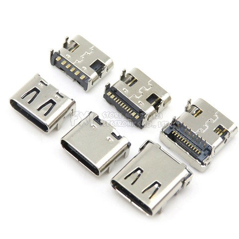 10PCS TYPE-C USB SMD Female Socket 6/16/24P 6/16/24PIN HD transmission interface for Smartphones end Charging Plug Module ► Photo 1/5