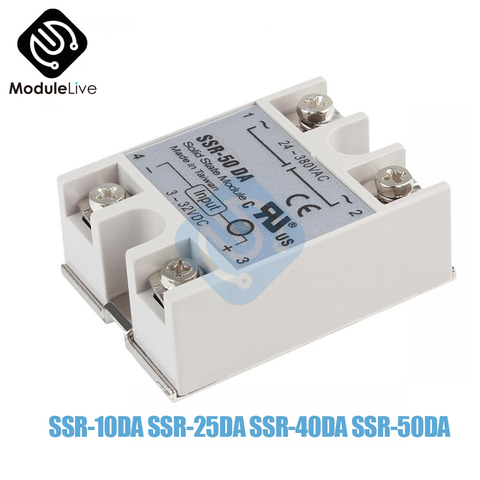 Solid State Relay SSR-10DA SSR-25DA SSR-50DA SSR-40DA  10A 25A 40A 50A 3-32V DC TO 24-380V AC SSR 10DA 25DA 40DA 50DA Relay ► Photo 1/6