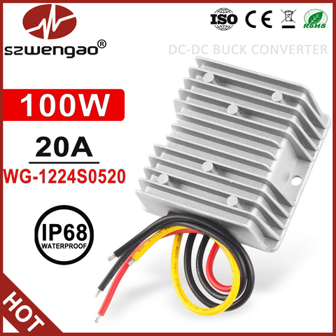 Waterproof DC 12V 24V to DC 5V 15A 20A 30A Step-down Voltage Converter Regulator LED Power Supply for Cars Bus ► Photo 1/6