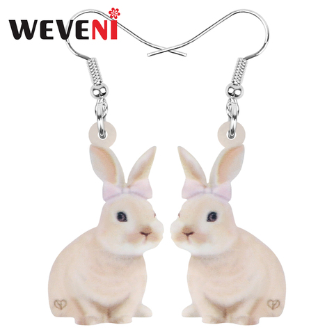 WEVENI Acrylic Brown Easter Smile Hare Rabbit Bunny Pet Earrings Animal Dangle Drop Jewelry For Women Kids Charm Gift Decoration ► Photo 1/5