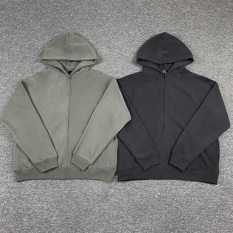 Heavy Fabric Solid Color Kanye West Season 6 Zip Hoodie Men Women 1:1 Best Quality Casual Loose Gray Sweatshirts ► Photo 1/6