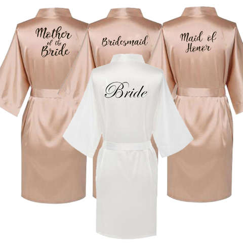 Satin Silk Robes Plus Size Wedding BathRobe Bride Bridesmaid Dress Gown Women Clothing Sleepwear Maid of Honor Rose Gold ► Photo 1/6