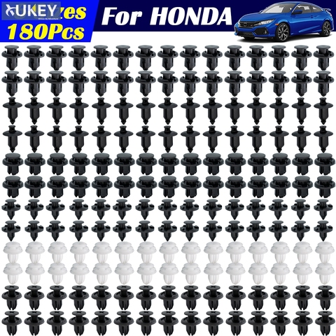 180X Push Pin Rivets Car Door Trim Panel Clips Bumper Grille Mud Flaps Fastener Retainer Kit For Honda Civic Accord CR-V Screw ► Photo 1/6