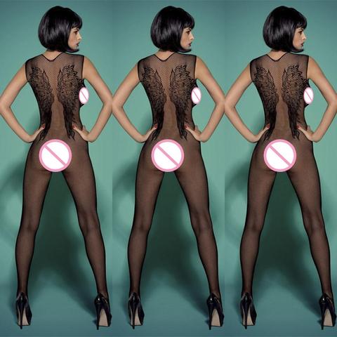 bodysuit sexy Bodystocking Women Sexy erotic Lingerie black fetish body porno underwear Crotchless babydoll costumes ► Photo 1/6