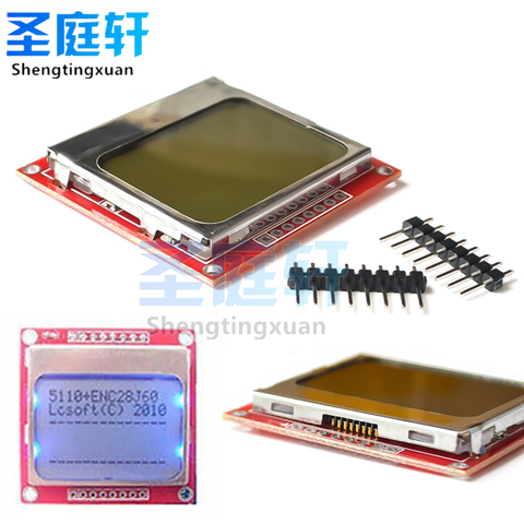 Smart Electronics LCD Module, Screen Monitor, White Backlight, 84 * 48 84x84 PCB Adapter, Nokia 5110 Display for Arduino ► Photo 1/6